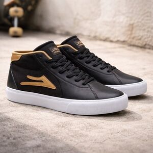 Lakai Flaco II Mid Skate Shoes Black Tobacco Sz 8 EUC